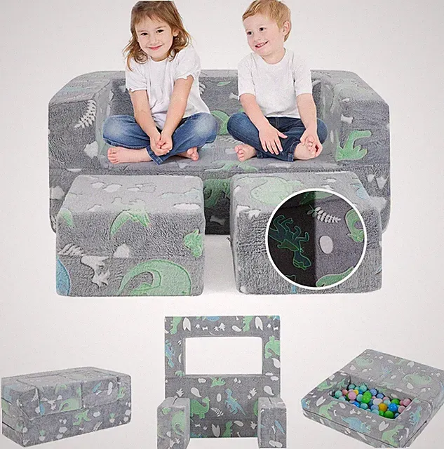 2 Sitzer Kindersofa Spielsofa Schaumstoff Bausteine Modulsofa leuchtend