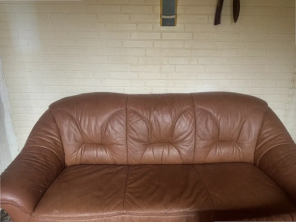 2-Sitzer Ledersofa Braun armlos zweiteilig einfarbig B120xL80xH40 cm