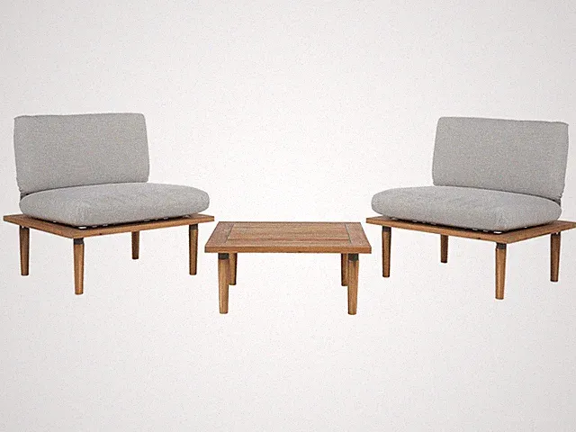 2-Sitzer Lounge Set 3-teilig Akazienholz hellbraun Auflagen helles Grau Frascati