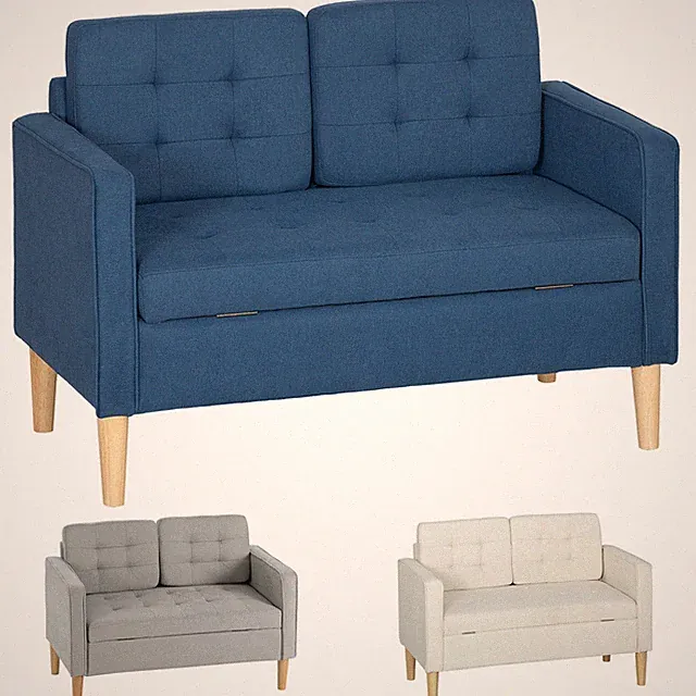 2 Sitzer Sofa, Couch mit Stauraum, Holzbeine, Gepolsterter Polstersofa