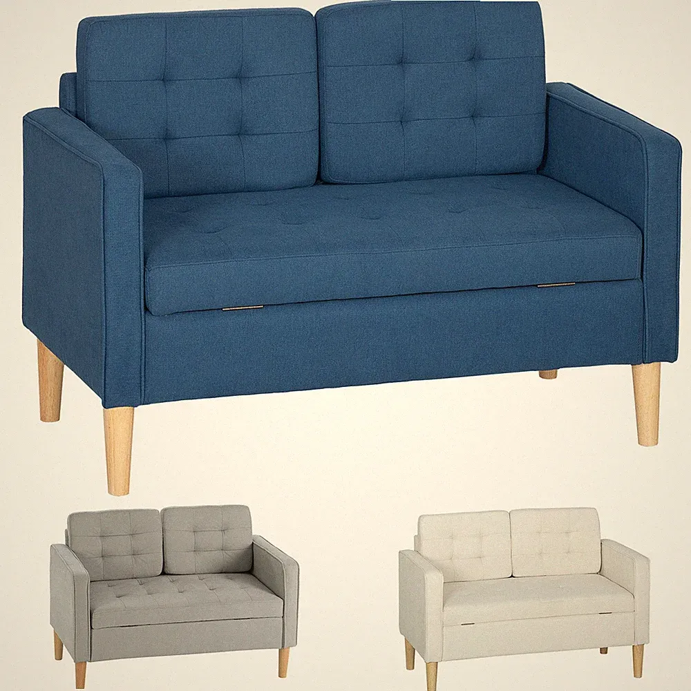 2 Sitzer Sofa, Couch mit Stauraum, Holzbeine, Gepolsterter Polstersofa