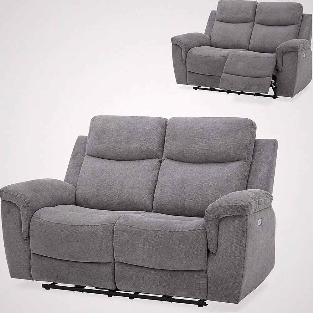 2-Sitzer-Sofa - dunkelgrau - Webstoff - mit Relaxfunktion Sofa Couch
