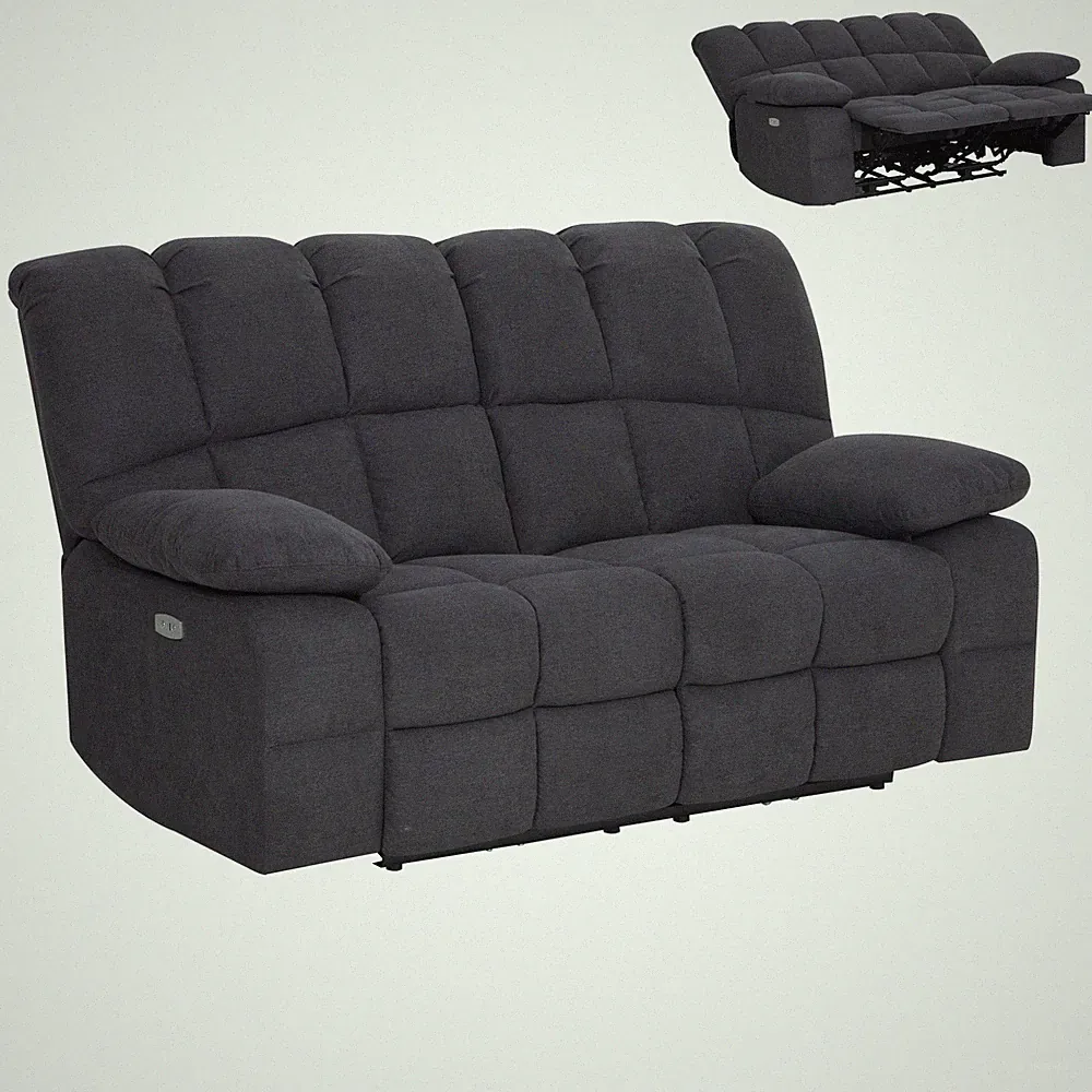 2-Sitzer-Sofa - grau - Relaxfunktion - mit Motor - Webstoff Sofa Couch