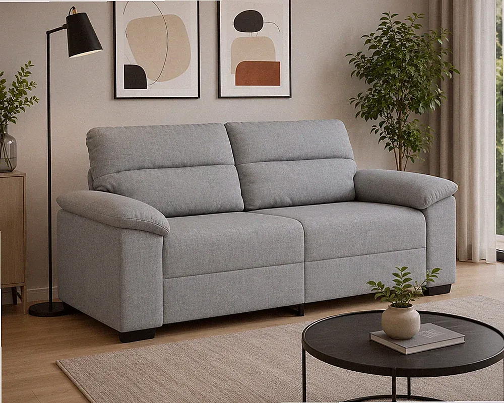 2 Sitzer Sofa Hellgrau Couch Polstersofa Wohnzimmercouch Lounge modern 180 cm