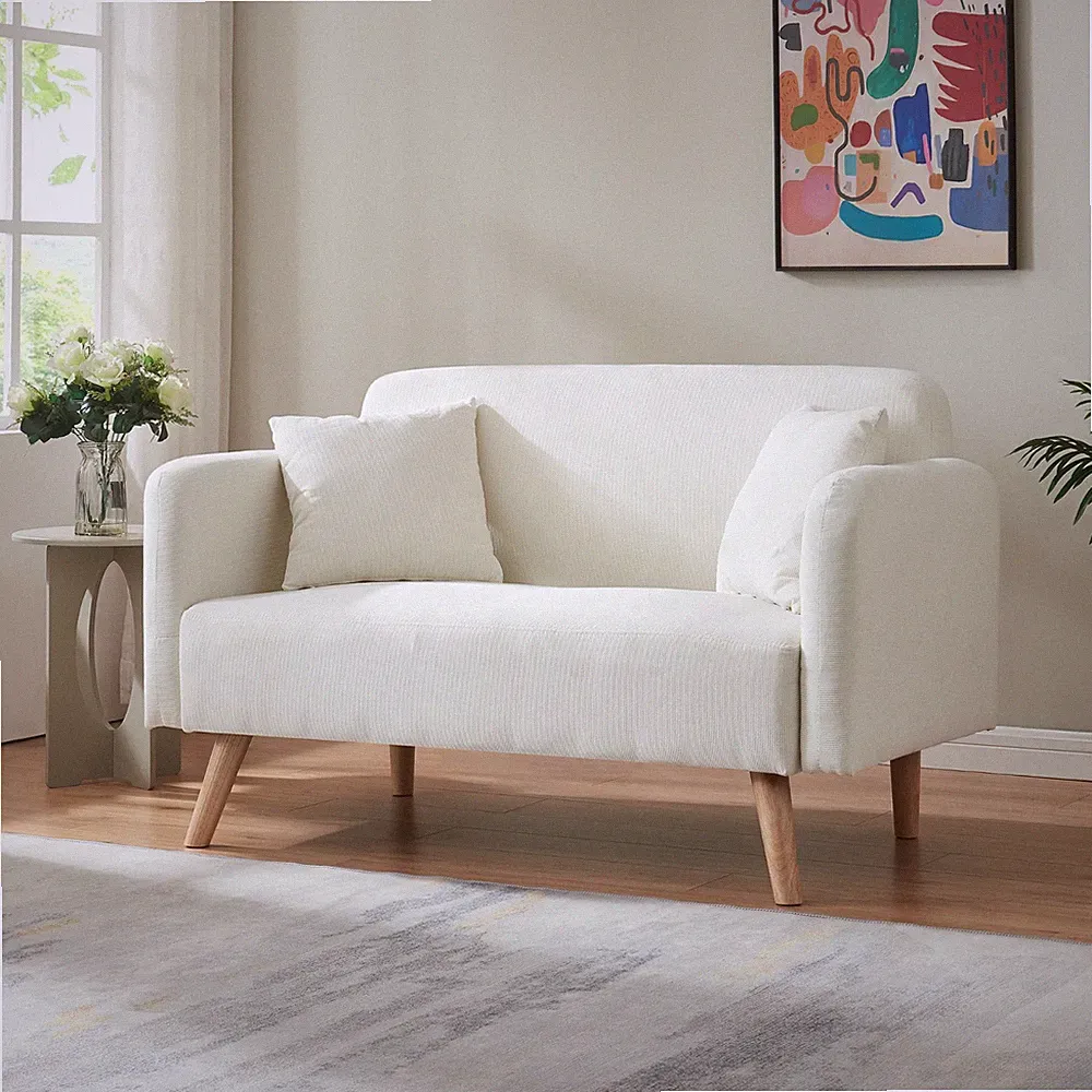 2-Sitzer Sofa Midt 132x70x81 cm Cord Beige [en.casa]