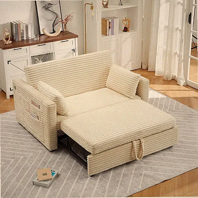2-Sitzer Sofa mit Bettfunktion Schlafsofa mit Verstellbarer Rückenlehne 3-in-1