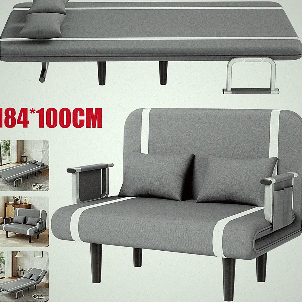 2-Sitzer Sofa mit Bettfunktion Schlafsofa mit Verstellbarer Rückenlehne 4-in-1