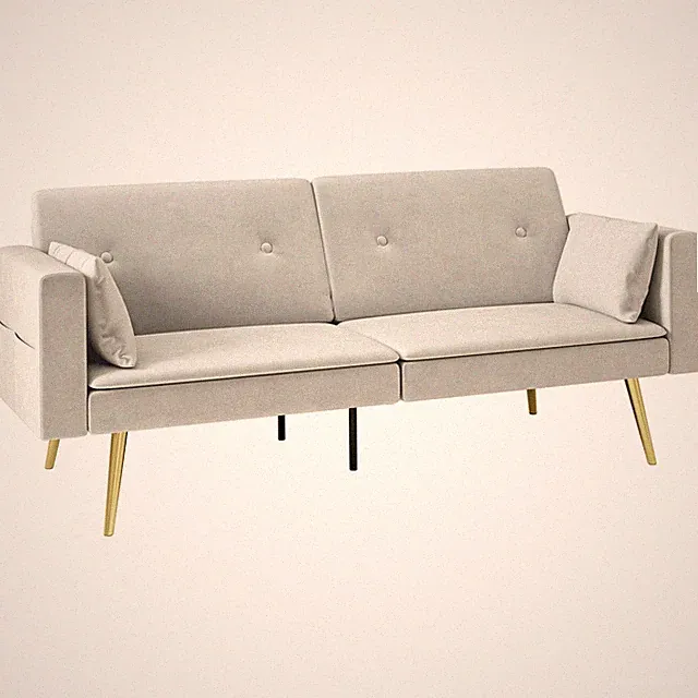 2-Sitzer Sofa mit Bettfunktion, Verstellbare Rückenlehne, weiche Kissen Refurbis