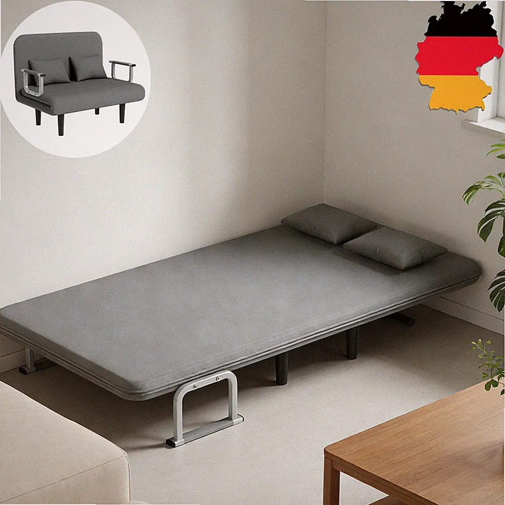 2-Sitzer Sofa mit Schlaffunktion, Schlafsofa mit Verstellbarer Rückenlehne