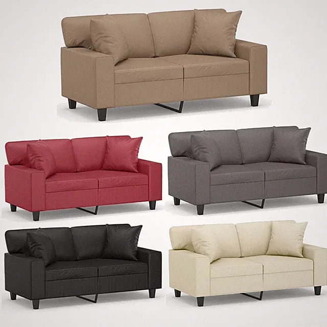 2-Sitzer-Sofa mit Zierkissen Kunstleder Liegesofa Polstersofa Sessel Relaxsofa