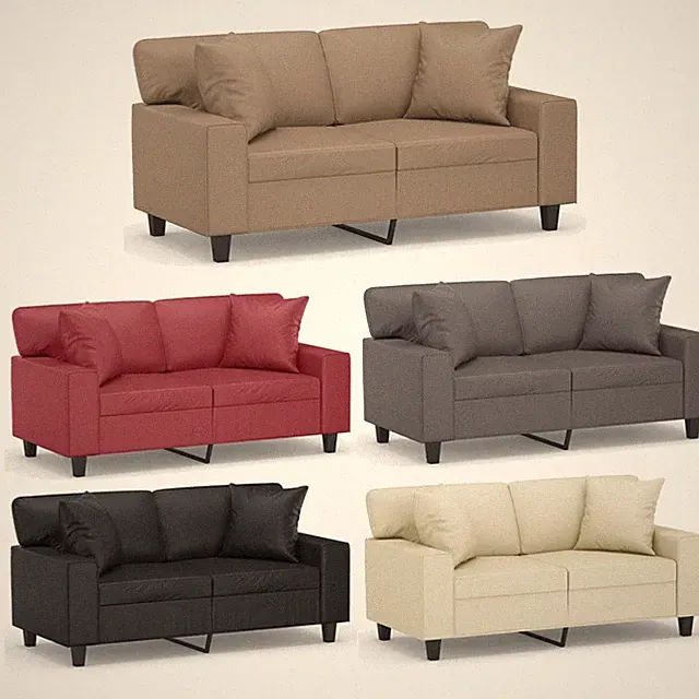 2-Sitzer-Sofa mit Zierkissen Kunstleder Liegesofa Polstersofa Sessel Relaxsofa
