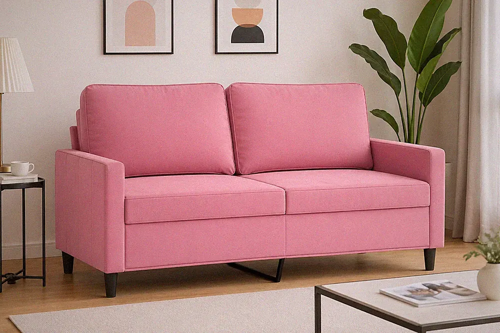 2 Sitzer Sofa Rosa Samt 140cm Couch Modern Polstersofa Wohnzimmer Möbel Stil