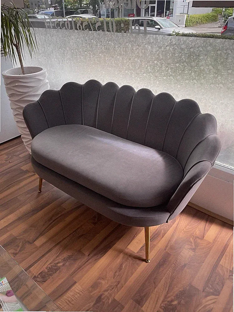 2-Sitzer Sofa Samt cremeweiß gepolstert 130x77x77 cm, Sitzhöhe 45 cm