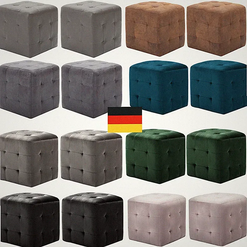 2 Stk. Sitzwürfel Retro Sitzhocker Sofa Würfel Nachttisch Fußhocker Nachtschrank