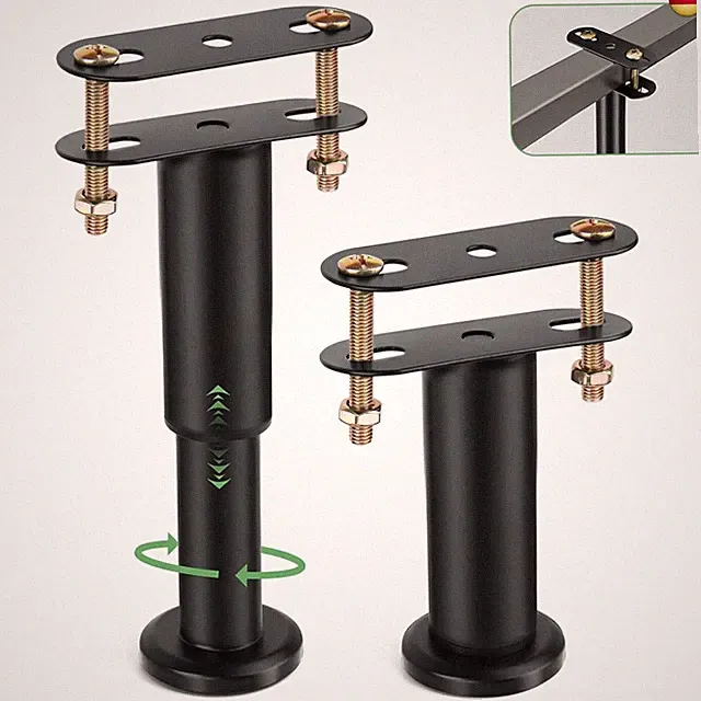 2 Stück Bettfüße, Höhenverstellbar Bettbeine 18-32 cm, Metall Einziehbar Möb