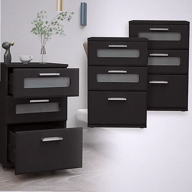 2 Stück Nachttisch Nachtschrank Beistelltisch Boxspringbett Kommode 3 Schubladen