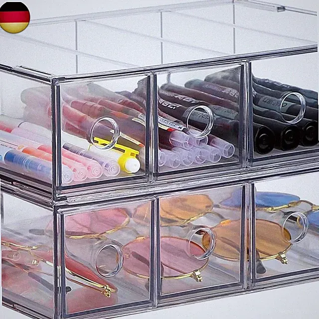 2 Stück Schubladenorganizer mit 8 Fächern Schubladenbox Stapelbar Schreibtisch-O