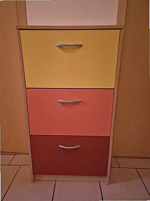 2 Stück Schuhschrank 3 Schubladen Gelb Orange Rot Modern 105x17x60cm Flur Diele