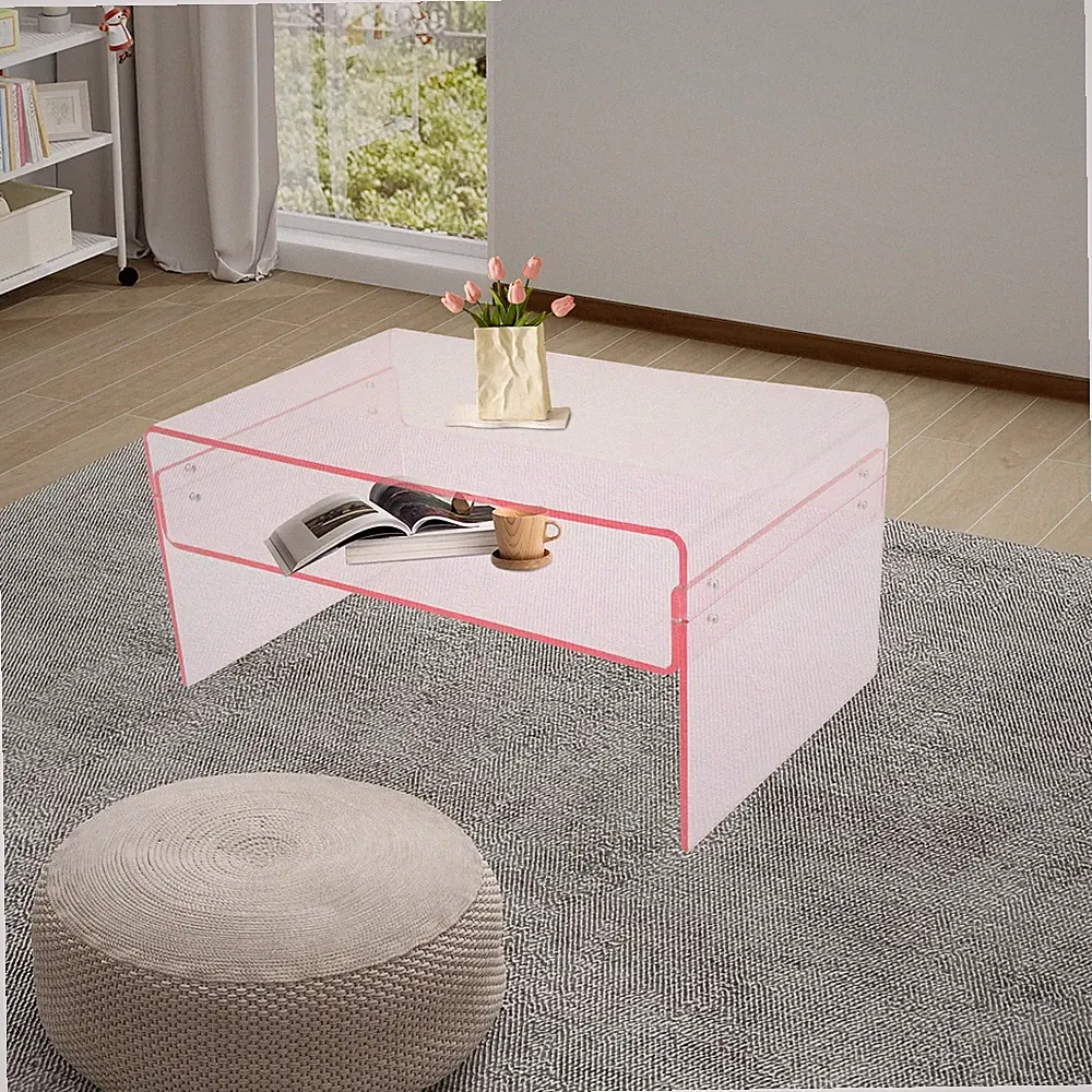 2-stufiger Sofa-Acryl-Beistelltisch Couchtisch im Wohnzimmer/Büro/Café/Wohnheim