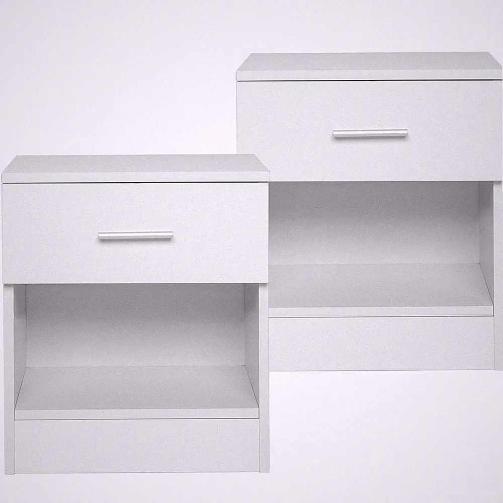 2-teiliges Set Kompakte Nachttisch mit Einer Schublade Schlafzimmer Möbe Moderne