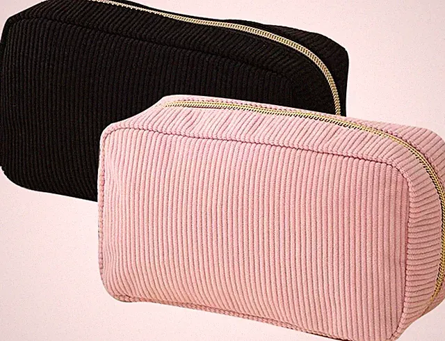 2-teiliges Set Kosmetiktaschen aus Cord - Wiederverwendbare Reise-Make-up-Tasche