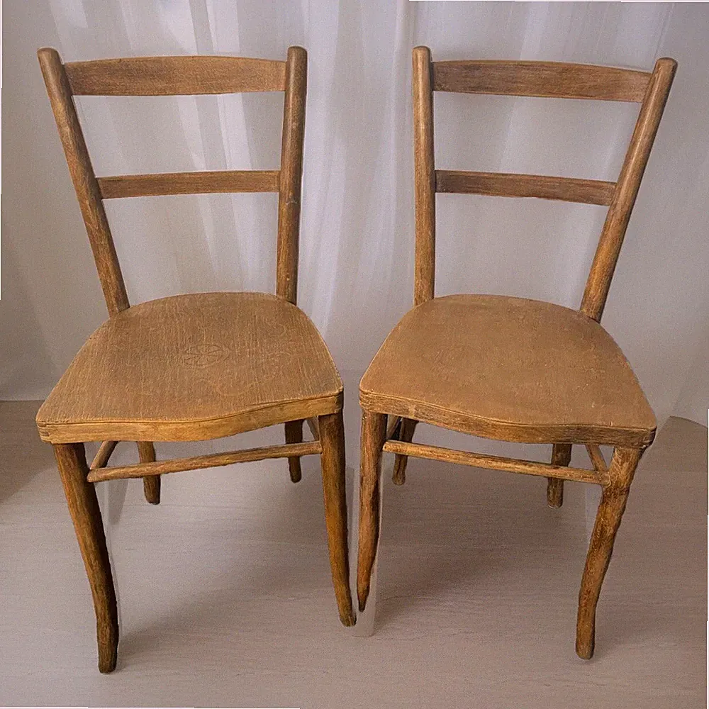 2 Thonet Kaffeehaus Stuhl, Frankfurter Stuhl, Prägesitz Bauhaus Wiener Möbel