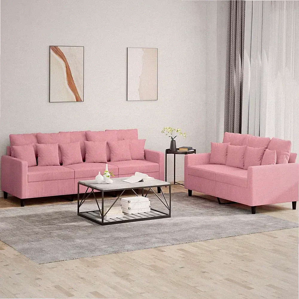 2-tlg./3-tlg. Sofagarnitur mit Kissen Samt Loungesofa Relaxsofa Wohnzimmer Sofa