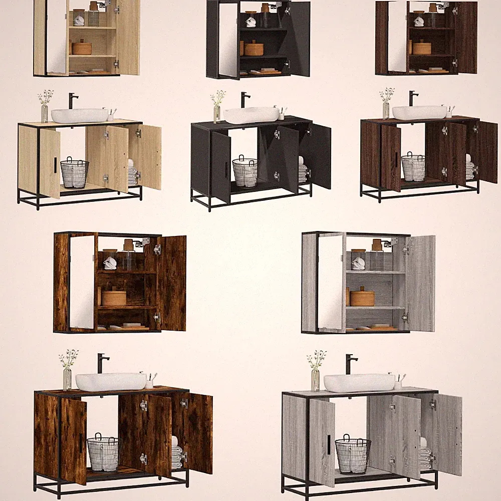 2-tlg. Badmöbel-Set Badmöbel Set Badezimmermöbel Badezimmer-set Möbel-set Holz
