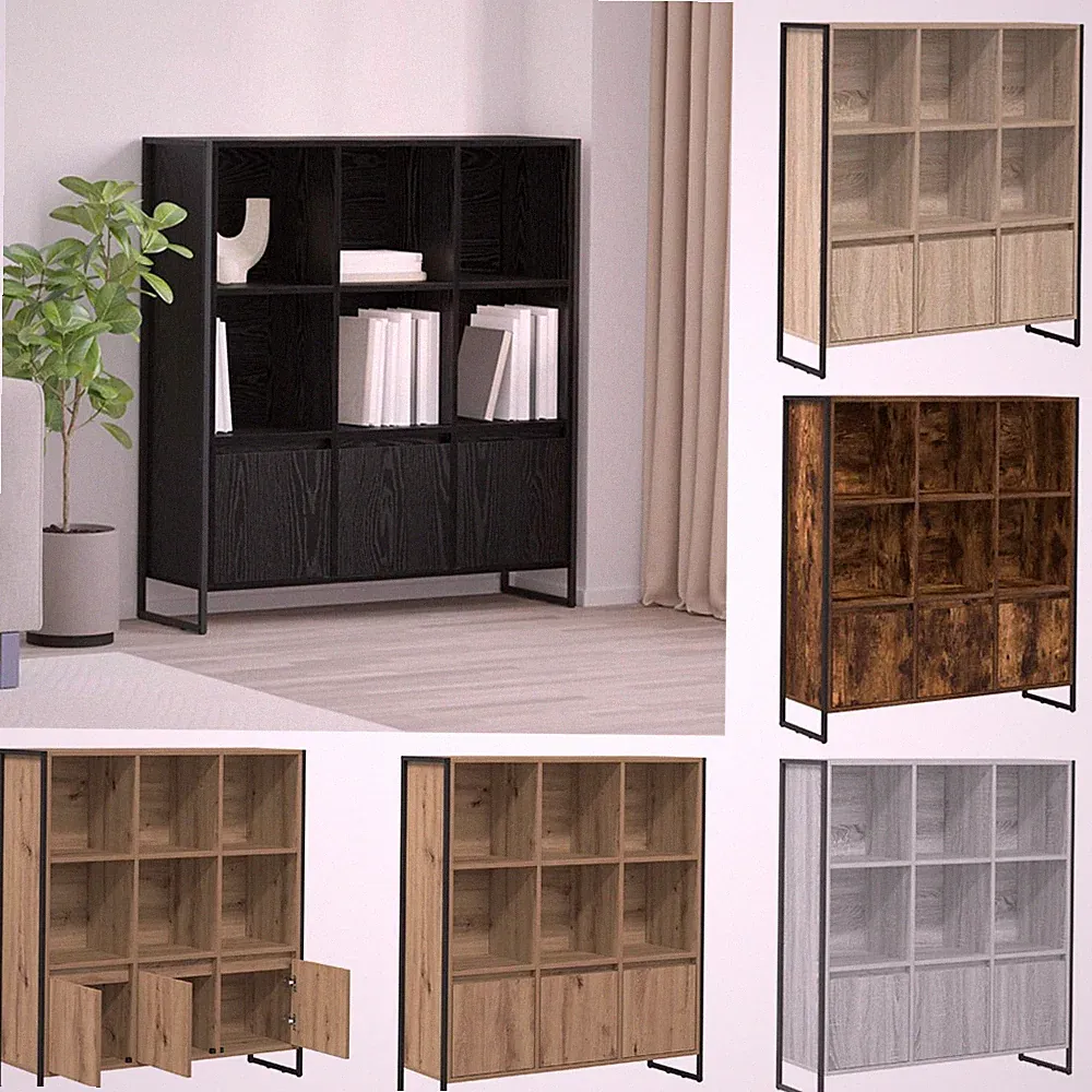 2 Tlg.Bücherregal Holzwerkstoff Aufbewahrungsmöbel Wohnzimmer Möbel Set Farben