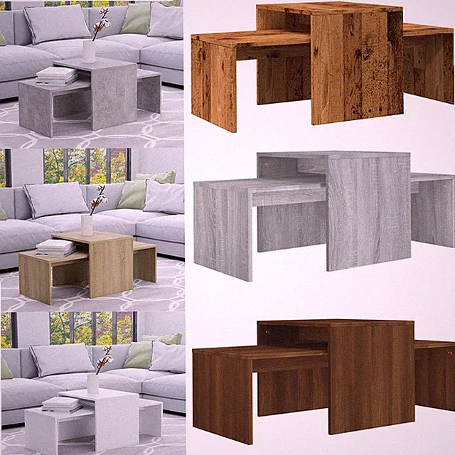 2 tlg.Couchtisch Sofatisch Beistelltisch Wohnzimmertisch Satztisch Holzwerkstoff