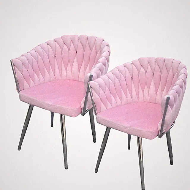 2. WAHL 2er Luxus Esszimmerstuhl Rosa/Silber Schminkstuhl Wohnzimmerstuhl 468
