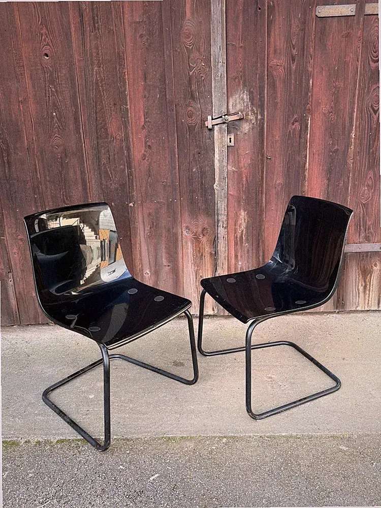 2 x IKEA TOBIAS Stuhl SCHWARZ Küche Esszimmer Wohnzimmer Büro Flur Freischwinger
