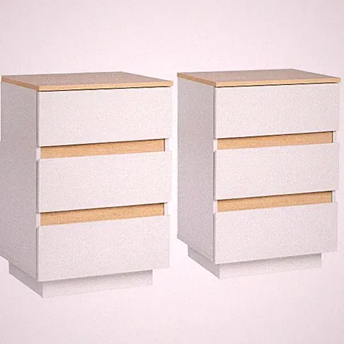 2 x Kompakte Nachttisch mit 3 Schublade Brust Regal Schlafzimmer Möbel