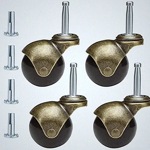 2 Zoll Lenkrollen mit Kugelgelenk, 4er-Set für antike Möbelrollen mit Sockel