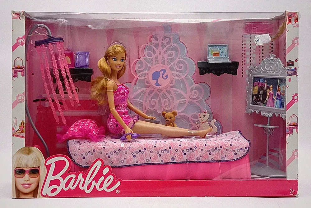 2009 Glam Dream Bedroom Barbie Set mit Puppe & Bett / Bed / Mattel N4894, Ovp