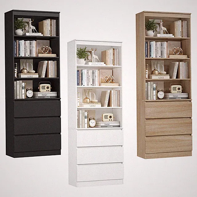 202cm hohes Bücherregal Bücherschrank mit Schubladen Hochschrank 202x60x35cm