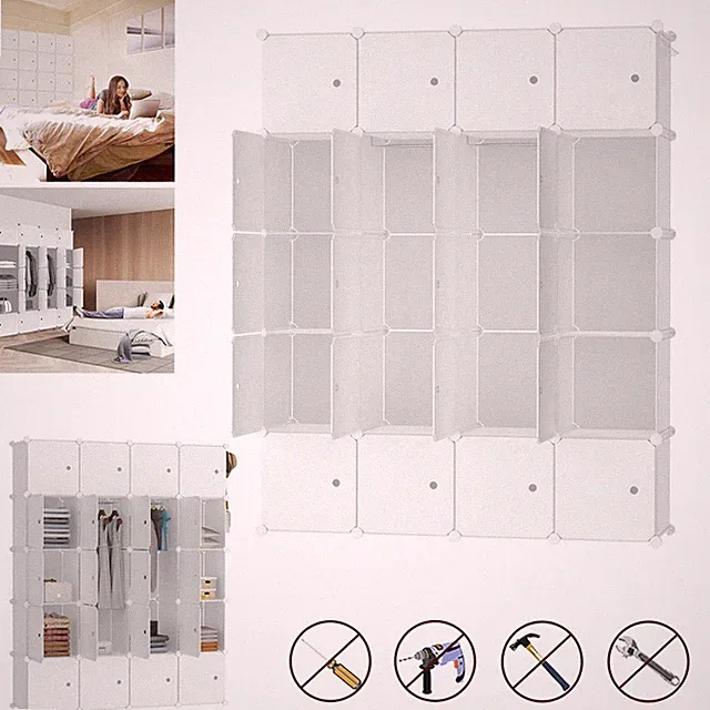 20pcs Aufbewahrungsregal Regalsystem Kleiderschrank Steckregal Würfel mit Tür DE