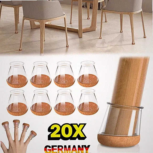 20X Möbelgleiter Stuhlbeinkappen für Stuhlbeine Bodenschutz Silikon Transparent