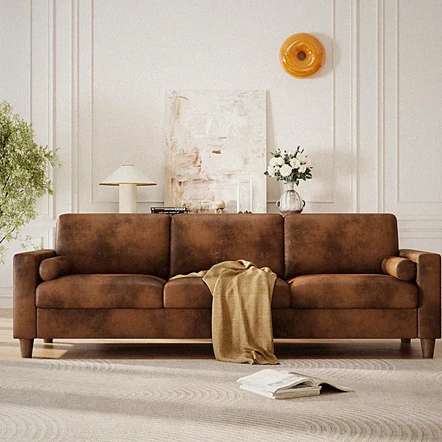 234cm Sofa 3er Kunstleder Sofa Couch Fernsehsessel Polstersofa Loungesofa Kissen