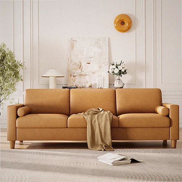 234cm Sofa 3er Kunstleder Sofa Couch Fernsehsessel Polstersofa Loungesofa Kissen