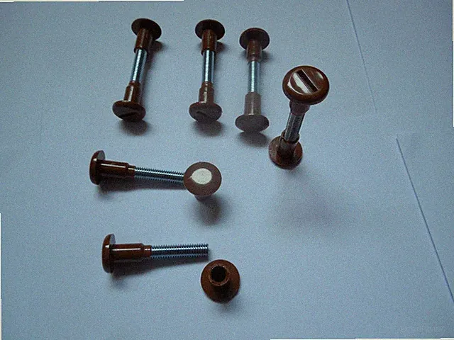 24 Hülsenschrauben M6 Verbindungsschrauben Möbelverbinder braun 44-51 mm (42 B)