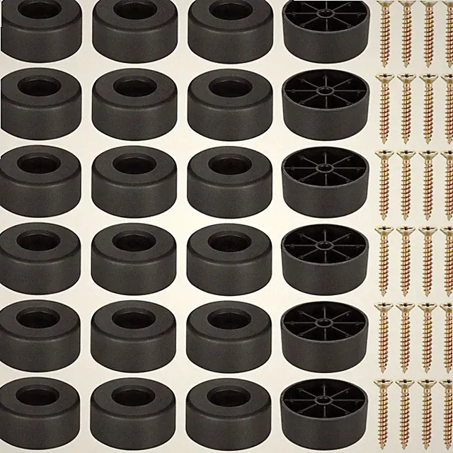 24 Möbelgleiter 45mm Schwarz, rutschfest, Schraubbar, für Stuhl Tisch Sofa