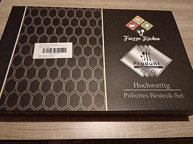 24-tlg Besteck Set Edelstahl für 6 Personen in Geschenkbox Schwarz