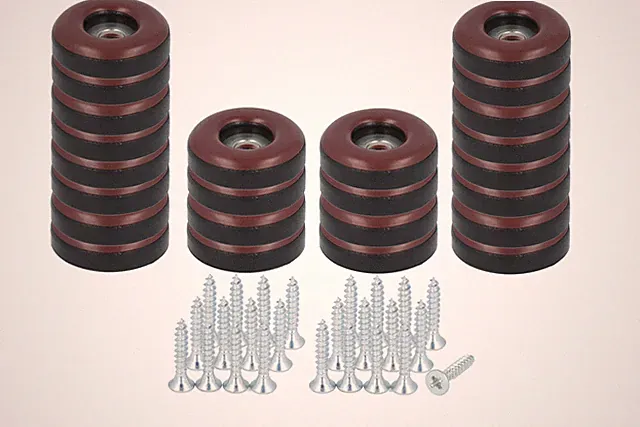 24 x Teflongleiter zum Schrauben 22 mm Stuhlgleiter braun PTFE Möbelgleiter