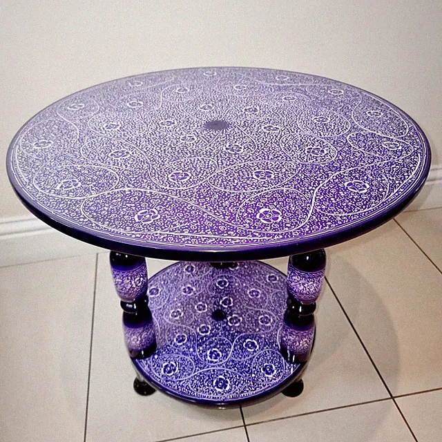 24 Zoll handbemalter runder Holztisch, Kaffee, Nachttisch, Konsole, Ecke, Esszimmer