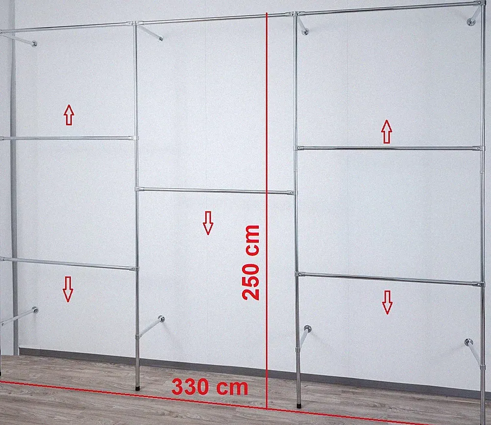 250 cm hoch Wandregal Kleiderstange Keiderregal Wäschekammer Kleiderschrank W.04