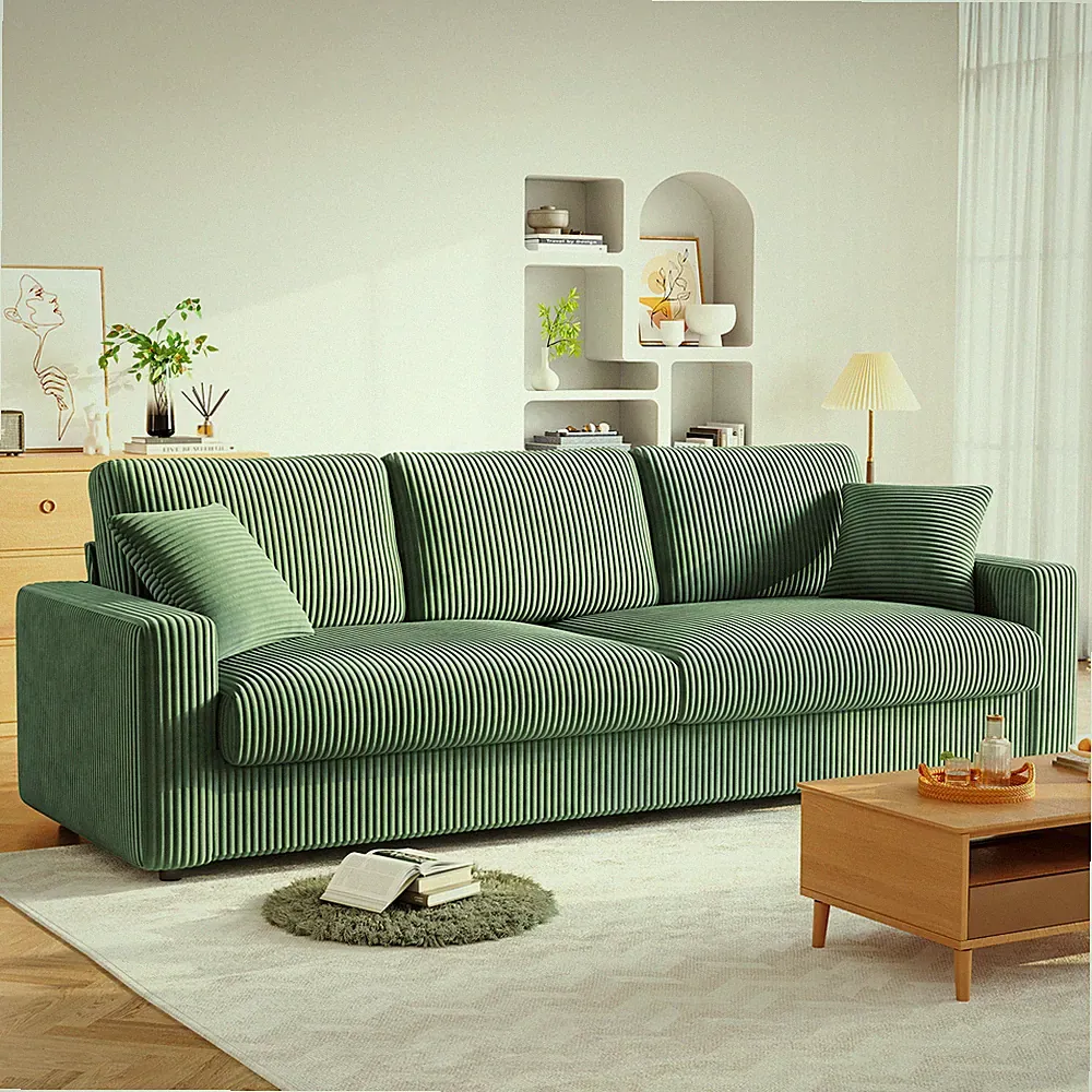 256CM 4-Sitzer Sofa Polstersofa Loveseat Sitzmöbel Kordsofa Loungesofa Couch DE