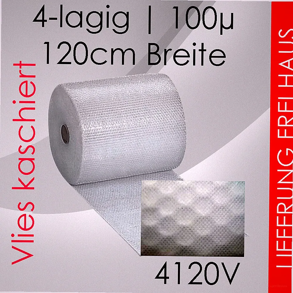 25m Luftpolsterfolie Umzug Möbelfolie 4-lagig mit Vlies 120cm Breite Malervlies