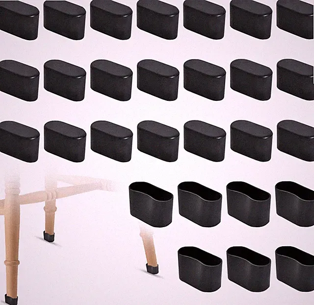 28 Stück Stuhlbeinkappen Oval 40x20mm, rutschfeste PVC Fußkappen für Ga