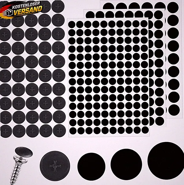 290 Stück Schraubenabdeckung Schwarz Selbstklebend 12/15/21Mm Schraubenloch Aufk